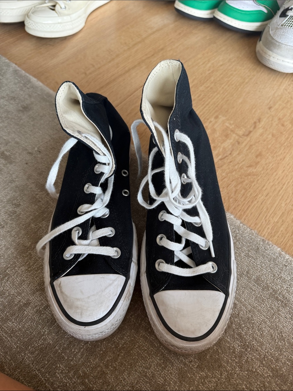 Black High-Top Canvas Sneakers with White Trim
